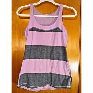 Lululemon Tank Top Women's 6-8  Pink Gray Stripes Athletic Workout Run